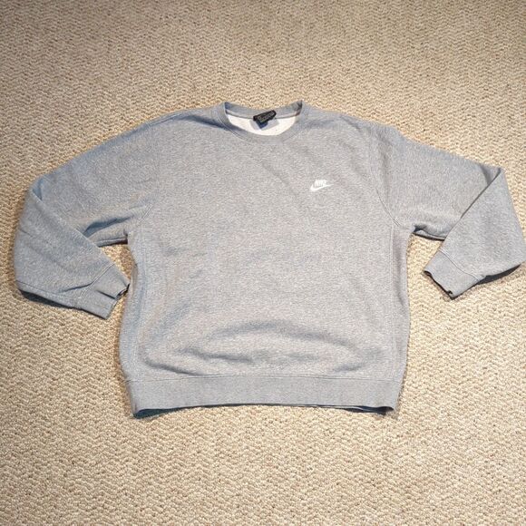 Nike Sportswear Club Fleece Sweatshirt Mens Large Heather Gray Crewneck Active - Picture 1 of 7